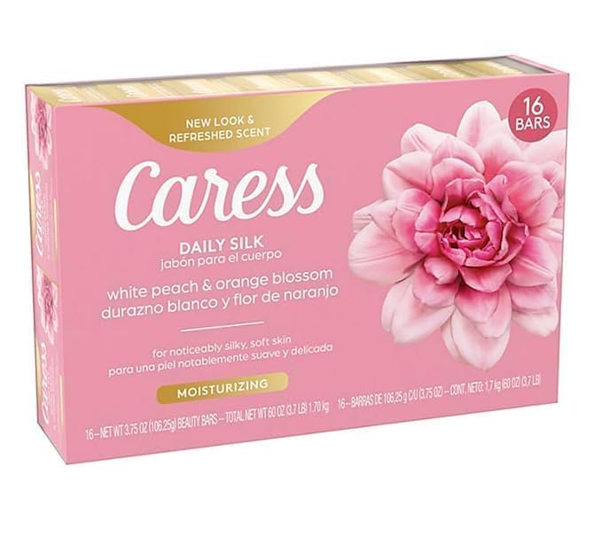 Caress Soap Daily Silk Beauty Bar, White Peach & Orange Blossom, 3.75 Ounce 16 Count- click & cart