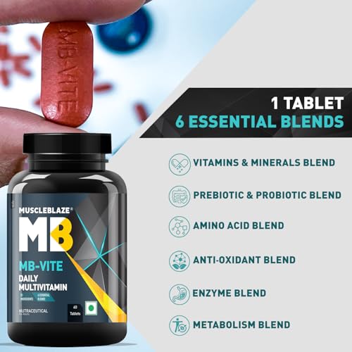 MuscleBlaze MB-Vite Daily Multivitamin (60 Tablets) | With 51 Ingredients & 6 Blends, Vitamins & Minerals, Prebiotic & Probiotics, Amino Acid Blends | For Energy, Stamina &... - Image 6