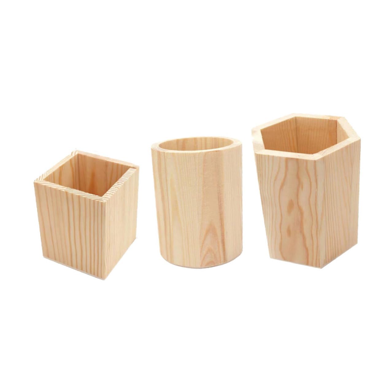 2 Set Contenitore Per Penne Fai Da Te Portapenne Carino Penna Titolare Supporto A Matita Contenitore Per Matite Portapenne in Legno Bambù 3 Pezzi * 2