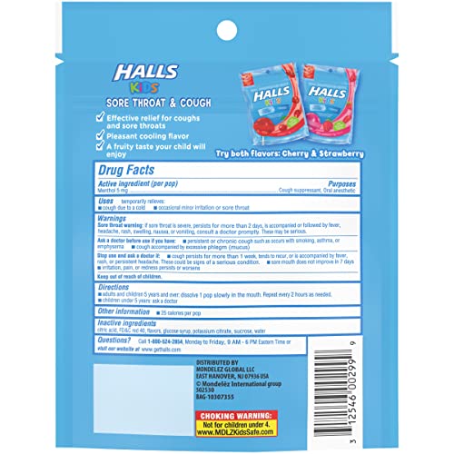 Halls Kids Pops Cough And Sore Throat Strawberry, 10 Count #TOP2