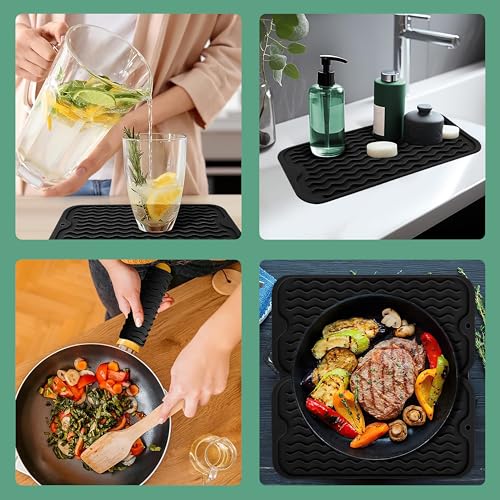 NetroxHome® Abtropfmatte Silikon 30x15 cm, rutschfest & hitzebeständig, ideal für Geschirr, Pfannen, Spülmaschine, Geschirr Abtropfmatte, für Spüle und Küche, BPA-frei & leicht zu reinigen