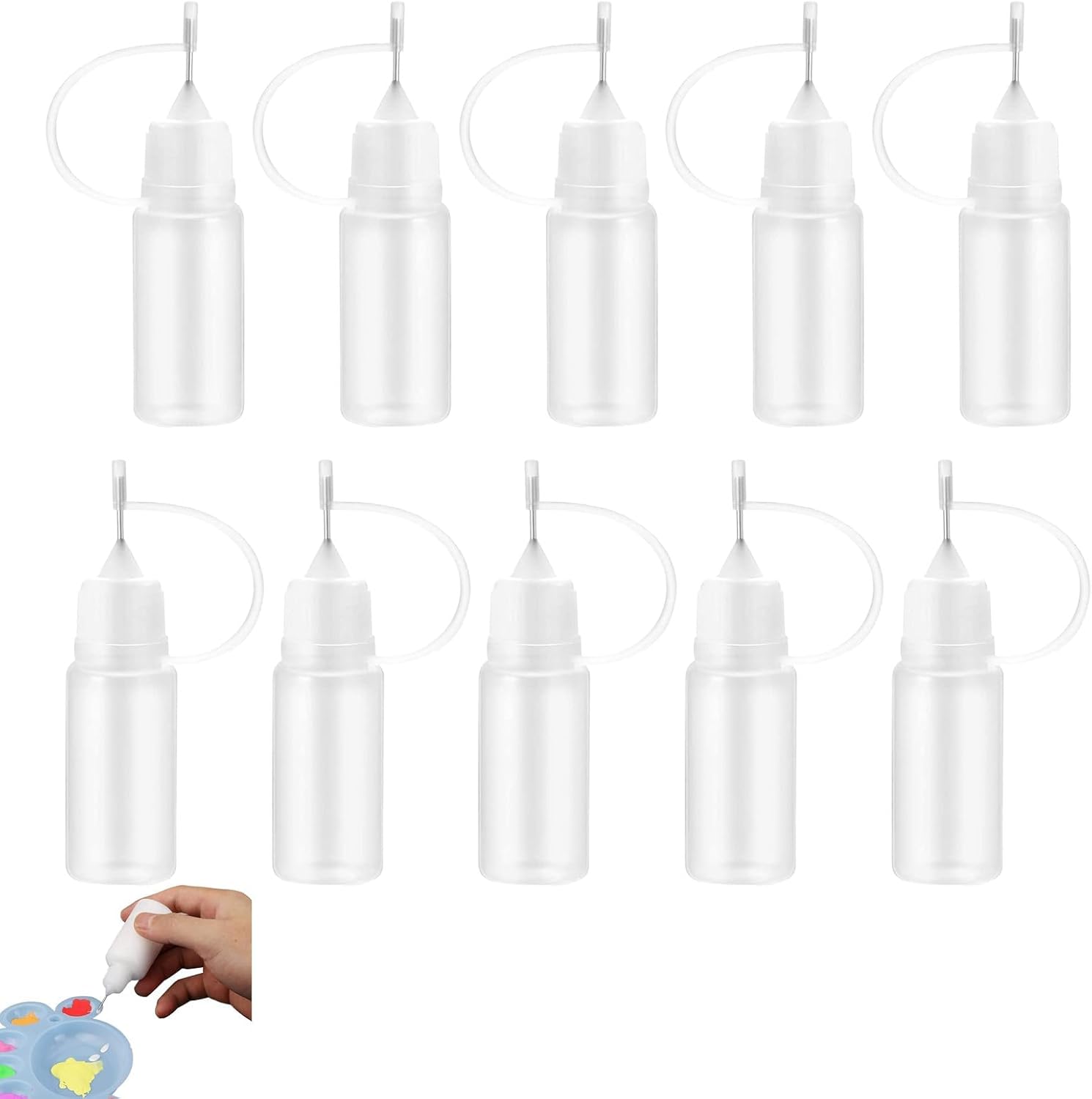 HBINGL 10 Pcs Glue Bottle, Needle Tip Applicator Bottles, 10 ml Liquid