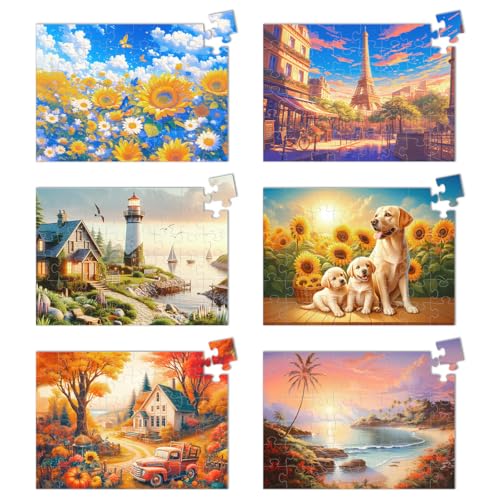 Yigney 6 Pack 48 Large Piece Jigsaw Puzzles for Seniors Alzheimer Products for Elderly Dementia Activities Memory Game for Patients in Nursing Home...