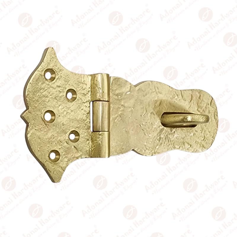 Image of Adonai Hardware inchParan inch Heavy Duty Brass Safety Locking Hasp and Staple (6 inch x 1 Pack, Satin Brass) for Vintage Pirates Treasure Chest, Trunk, Wooden Jewelry Box, Cases, Furniture and Sheds