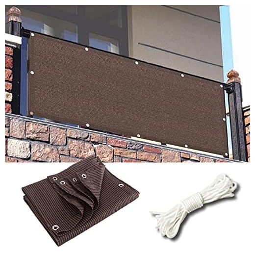 HLLING Skärm För Balkongskydd Höjd 110cm / 120cm / 150cm Staket Integritetsskydd Metall Knapphål HDPE Väderbeständig Med UV-skydd (Color : Brown, Size : 1.1x2.5m)