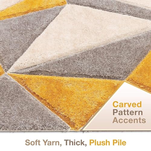 Image of SAGON Anti-Skid Shaggy Carpet Rug for Home | Ultra-Soft Plush Floor Mat for Living Room & Bedroom | Non-Slip, High-Density, Cozy Luxury Decor| 6 x 9 Feet Yellow - T