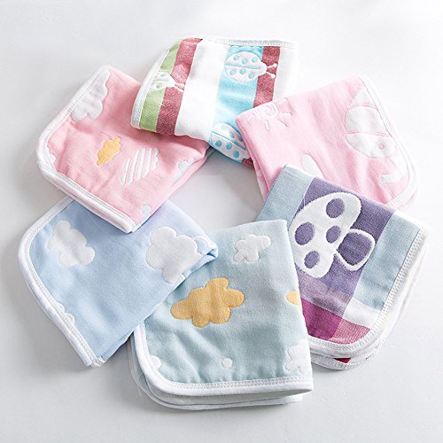 ECHERY 6 PCs doux bébé coton mouchoir chiffons réutilisables lingettes serviettes de bain douche serviette de soins Cover