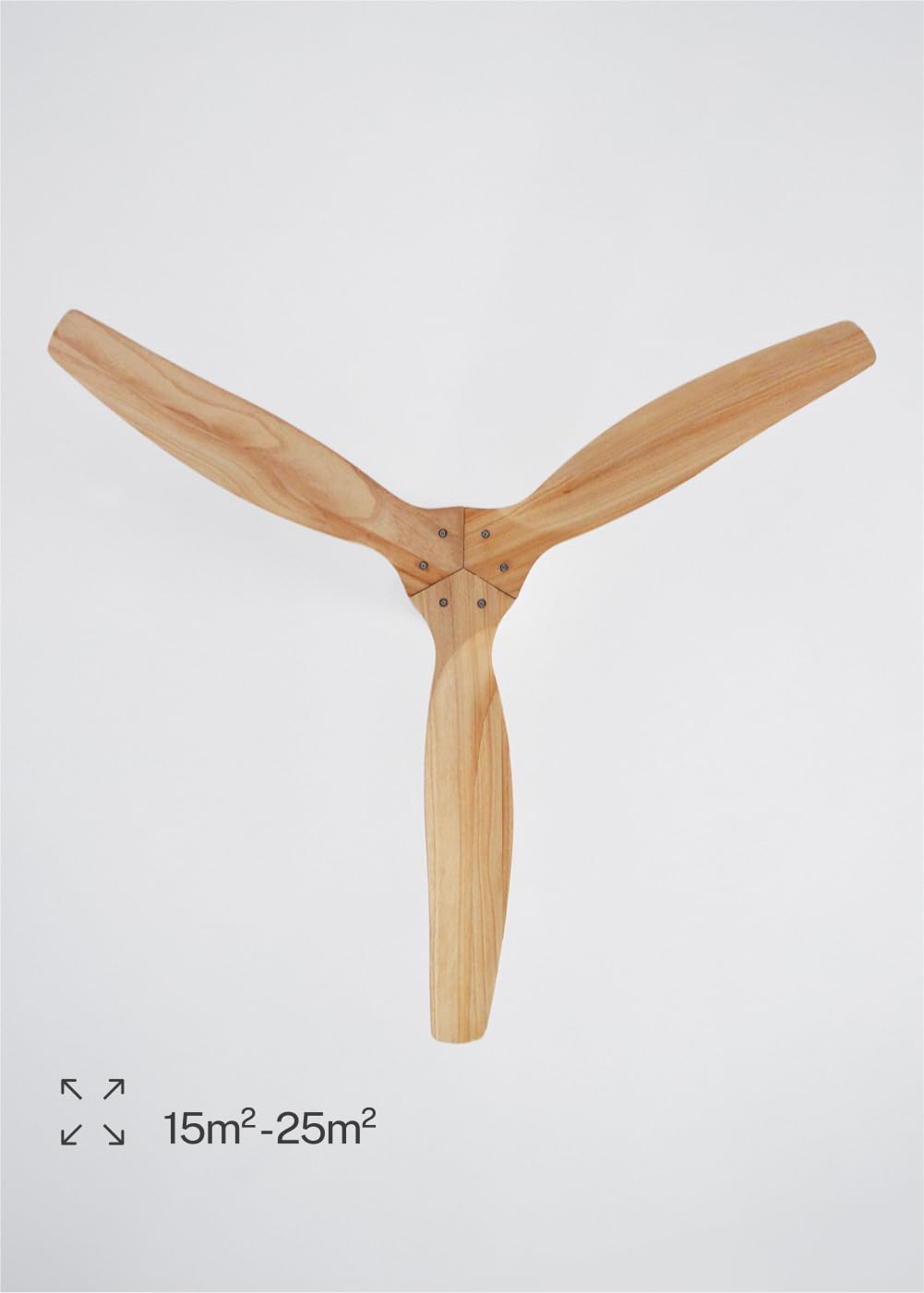 CREATE / WINDCALM NATURAL WOOD M/Ventilador de techo níquel aspas madera clara con controlador y mando / 40W, Temporizador, Ø132 cm, 6 velocidades, silencioso, función verano-invierno