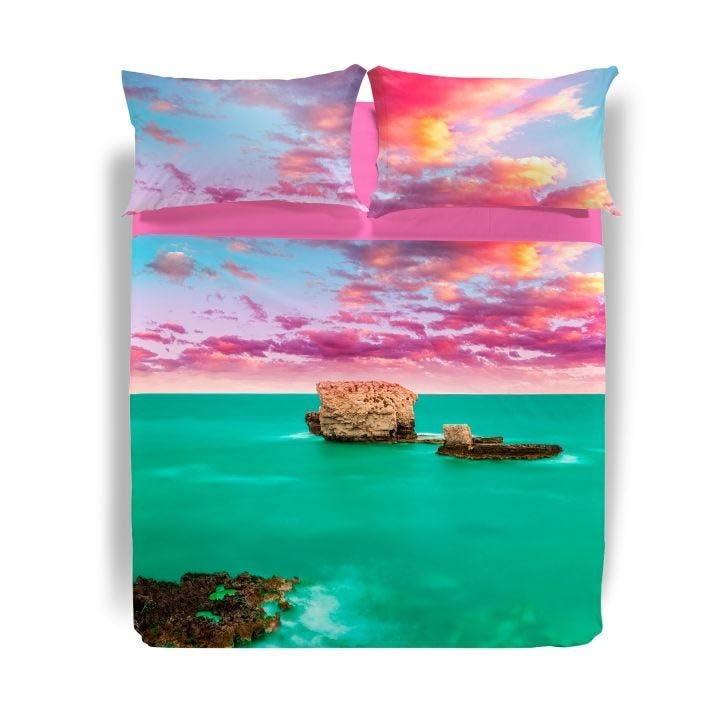 Lenzuola Copriletto Caleffi Caraibi - Cotone, Matrimoniale, Design Italiano, Sogni Di Viaggio - Foto 8