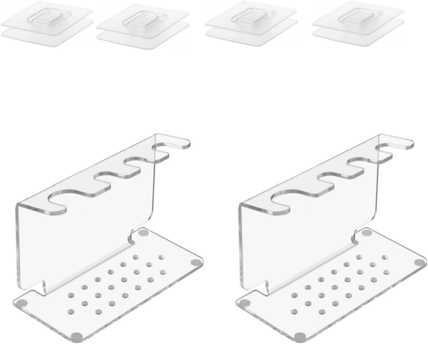 of 2 Acrylic Shaver Holders with Clear Bathroom Shelf image 5