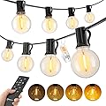 Outdoor String Lights with Remote, 100Ft Outside Waterproof Light with Dimmable G40 LED Bulbs, Shatterproof Connectable Hanging Patio Lights for Porch, Backyard, Bistro, Deck, Balcony, Home Decor