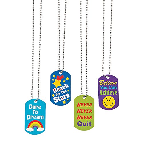 Fun Express Award Dog Tag Necklace - 12 Pieces - Educational and Learning Activities for Kids