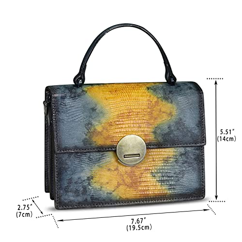 Image of Genuine Leather Satchel for Women Small Purse Vintage Handmade Top Handle Handbag Retro Designer Crossbody Phone Bag