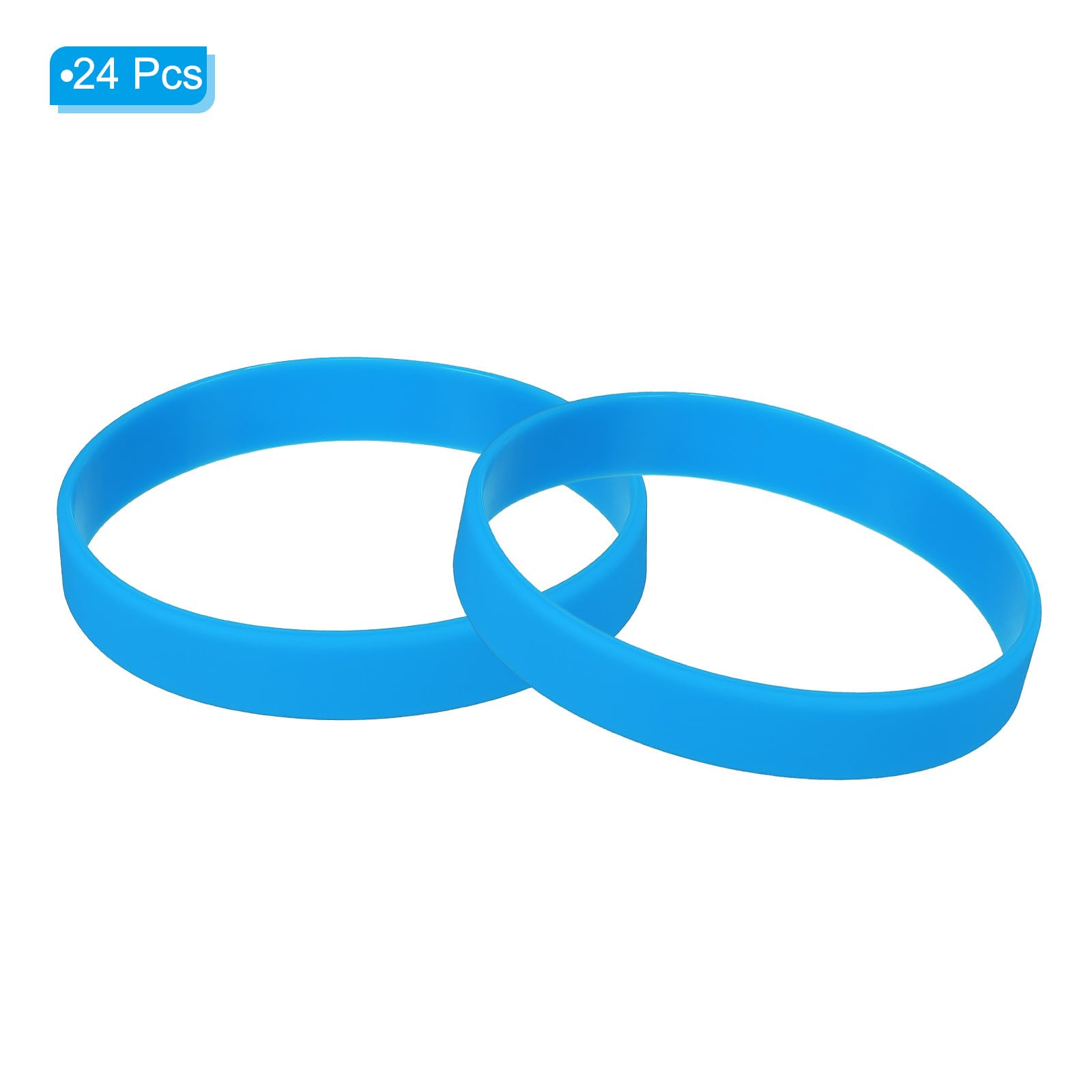 PATIKIL Silicone Bracelets, 24 Pack Colored Rubber Wristbands Blank Stretch Sports Bands for Adults Teen Sports Team Games Deep Blue - Image 3