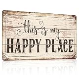 Blechschilder Retro, “This Is My Happy Place” Blechschilder, Retro Eisen Wanddekoration, Lustige...