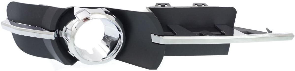 Front Left Driver & Right Passenger Set of 2 Bumper Insert Fog Light Bezel Cover Replacement For 2008-2012 Chevrolet Malibu LT/LTZ Black Textured Plastic with Chrome Trim GM1039115 GM1038115 25905342