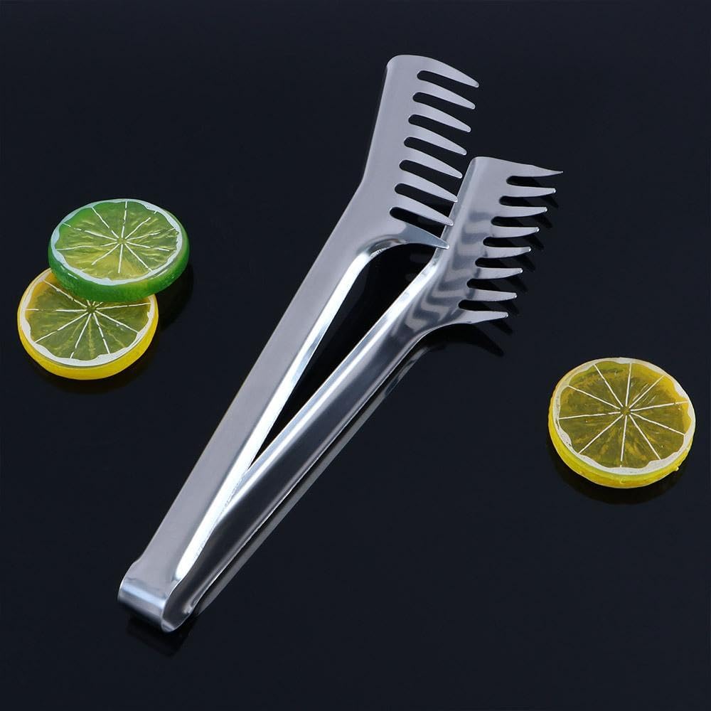Spaghetti Clip 9 Inch Stainless Steel Long Handle Noodle Tongs Pasta Tool Spaghetti Tongs Food Clips Multifunction BBQ Clamp Kitchen Cooking Utensils