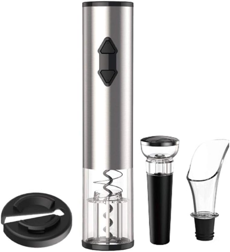 Wine Pourer 1Set Electric Wine Bottle Opener Set Cordless Automatic Corkscrew Puller with Attached Foil Cutter Vacuum Stopper Aerator Pourer