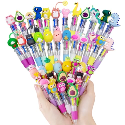 30 Bolígrafos Retráctiles 4 Colores Mini Bolígrafos colores Creativo Lindo Bolígrafo de Dibujos Animados, Bolígrafo Retráctil Material Escolar para Niños Estudiantes Deberes Escuela Oficina Regalos