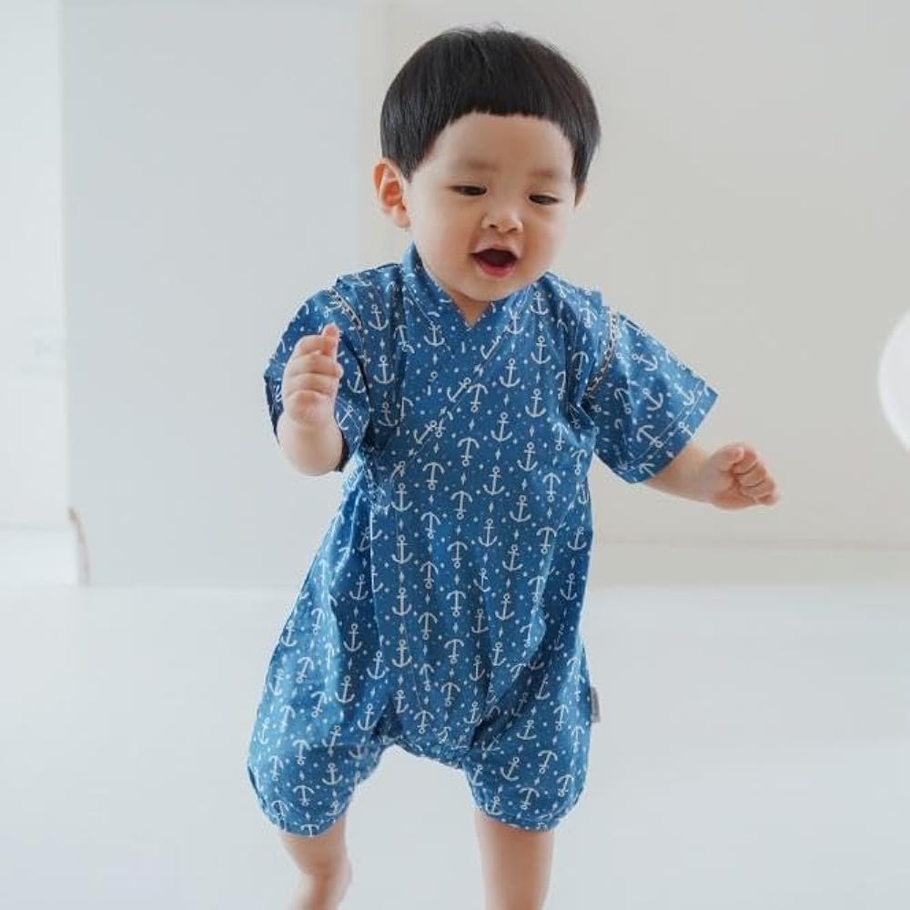 Amazon.co.jp: Baby Jinbei Romper 70 Boys Kids Marine Pattern