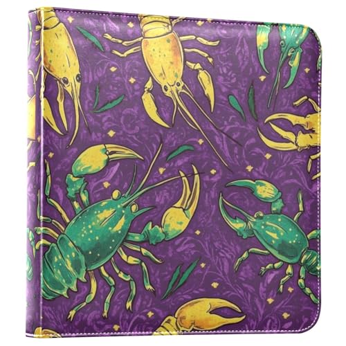 Álbum de Fotos Scrapbook DIY con Adhesivo 3 Anillos Tema Mardi Gras, Diseño de Camarón, 40 Páginas 8x10 para Recuerdos miniatura 1