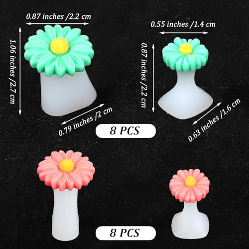 Qianyu 16 Pcs Silicone Daisy Toe Separators for Women Men Straightening Overlapping Toes Crooked Toes Bunion Pads Soft Gel Foot Toe Spacer for Nail Salon Manicure Pedicures Nail Art Tools(Green+Red)