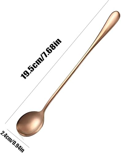 Miniatura 2 de 4 cucharas de mango largo, cucharas de acero inoxidable de grado alimenticio, cuchara de café para té helado, cucharas doradas, cucharas de mezcla