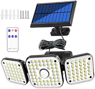 eYotto Solar Outdoor Light,3 Heads Solar Flood Light with Remote Control,112 LED 2000LM Security Light, 6500K Motion Sensor Light,IP65 Waterproof Wall Lamp for Garden Patio Garage Yard Porch Pathway