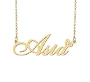 Aoloshow Personalized Heart Name Necklace Gold Custom Any Names Stainless Steel Jewelry for Womens Graduation