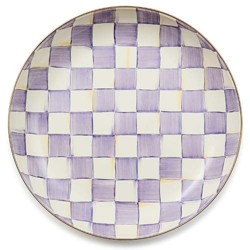 MACKENZIE-CHILDS Enamel Abundant Bowl, Purple-and-White Violet Check