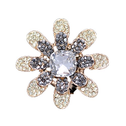 S&E Women's Elegant Glass Flower Three-Layers Scarf Clips Metallic Evening Party Scarf Rings