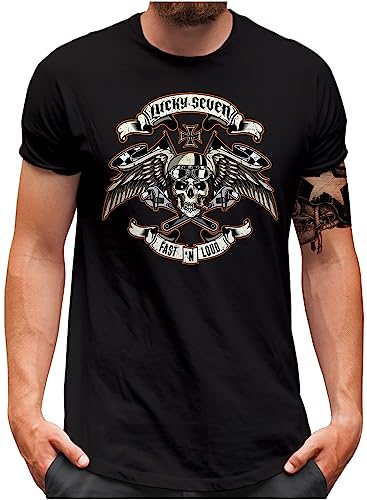 T-shirt homme moto grand format vêtement biker confortable taille XXXXL imprimé skull