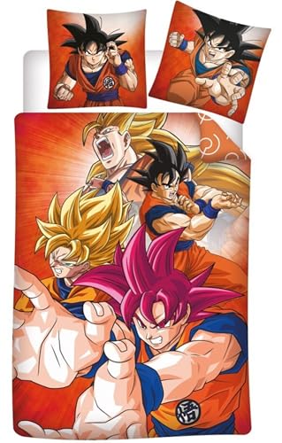 Manga Déco - Parure de Lit Enfant Dragon Ball Super Goku - Housse de Couette 140x200 Taie 63x63 cm