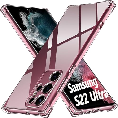 Image of Lustree Back Cover Transparent Case Compatible with Samsung Galaxy S22 Ultra | Clear + TPU Case with 4 Corner Air Cushion Protection & Camera Protection | Slim& Stylus Cover