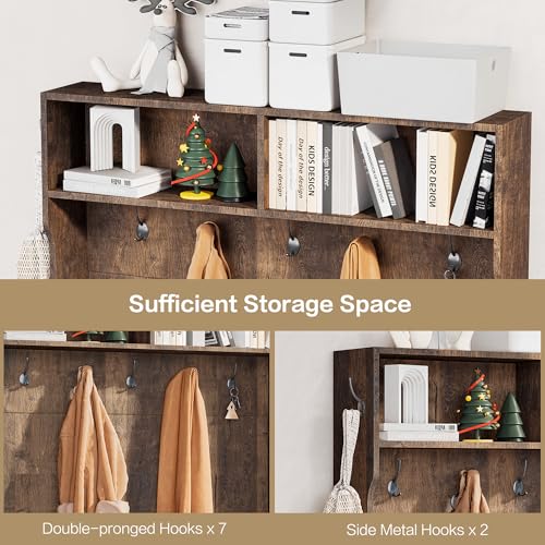 Image of Hall Tree with Bench Entryway Coat Rack with Shoe Storage