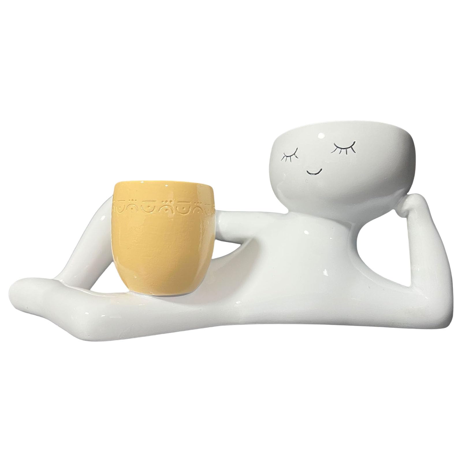 Sculpture d'art Lazy Guy pour pot de fleurs et décoration de bureau zen
