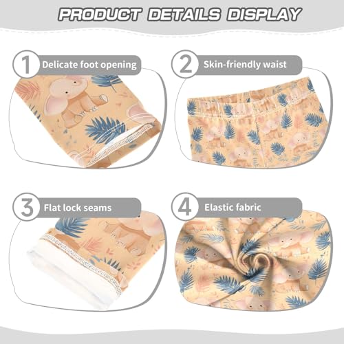 Elephant Leaf Pattern Girls Leggings Kids Yoga Pants Athletic Tights Pants 4-10 Years3