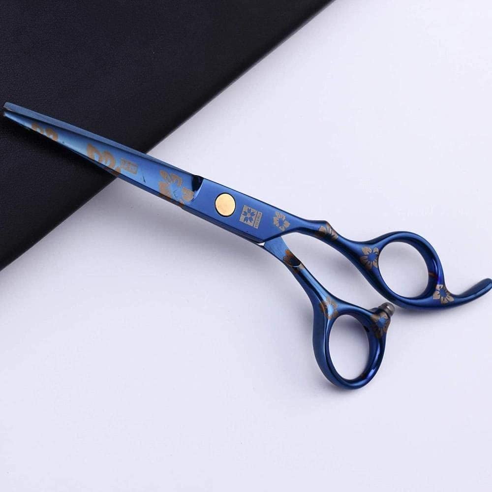 Forbici da Parrucchiere con Elegante Stampa Blu Resistente Acciaio Giapponese J2 per Parrucchieri O Uso Domestico