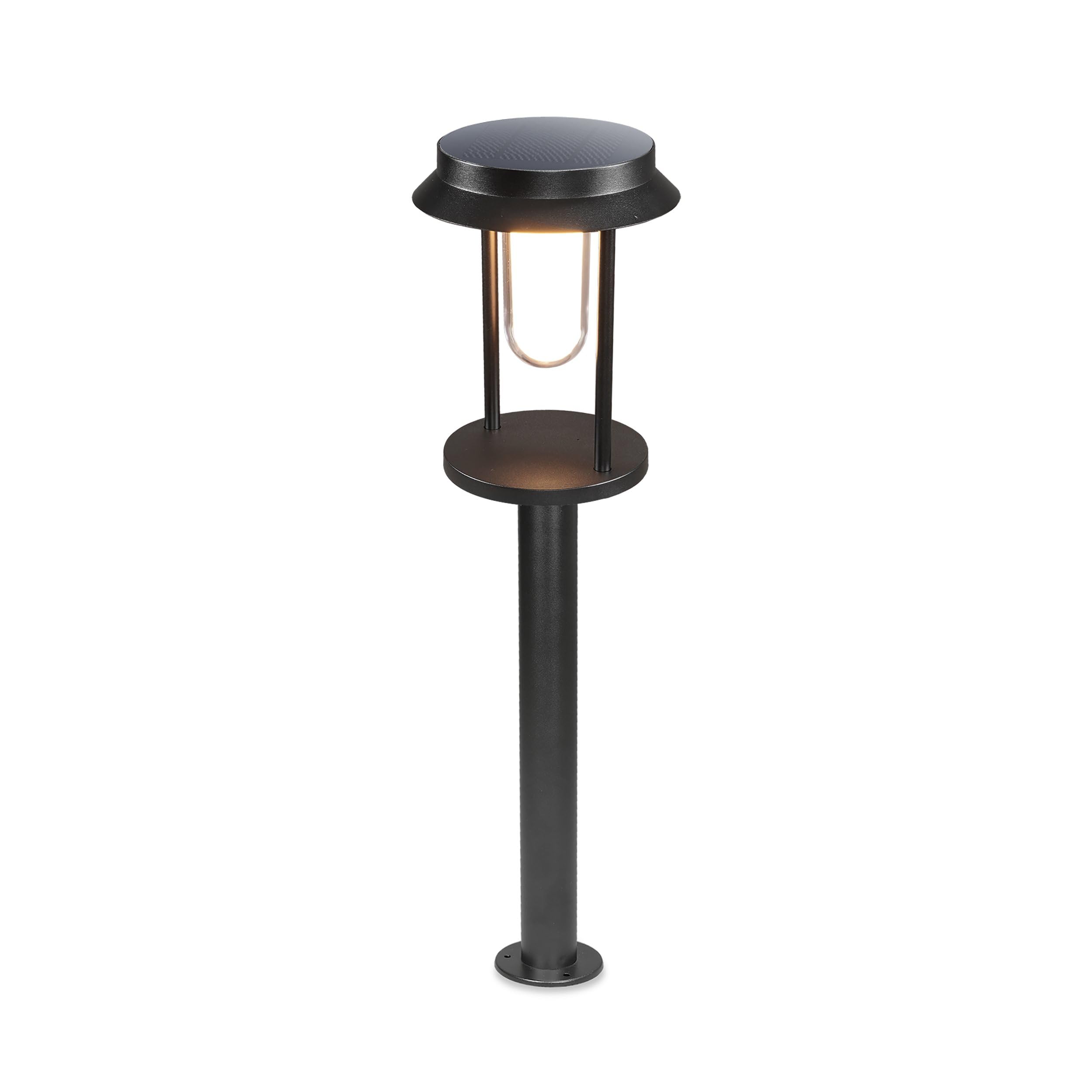 Esotec Solar-Standleuchte für außen SVENJA 73 | Edelstahl-Gehäuse | LiFePO4 Akku | USB-C | LED-Solar-Leuchte Solar Außenleuchte Gartenbeleuchtung Gartendeko | metall schwarz H=73,5cm 102930