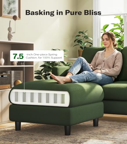 Image of Welzona Loveseat Sofa with Ottoman, 51 inch Small L Shaped Teddy Couch Sofa
