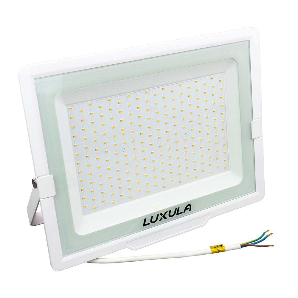 LUXULA LED Strahler Außen, 200W, 4000K Neutralweiß, 20000lm, IP65 wasserdicht, Außenstrahler Fluter, Aussenleuchte Scheinwerfer, LED Außenbeleuchtung für Garten, Einfahrt, Garage, Terrasse, Weiß
