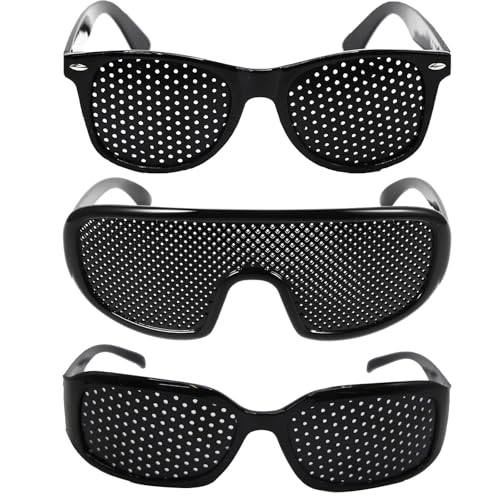 Kenmohuo 3Pcs Pinhole Glasses set, Tiny holes Vision Correction Glasses for Eyesight Improvement, Reading Eyewear for Eyes Relief, 3 style modelling