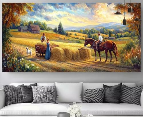 Broderie Diamant Cheval pour Salon | Kit Activité Manuelle Adulte 5D Strass 60x180