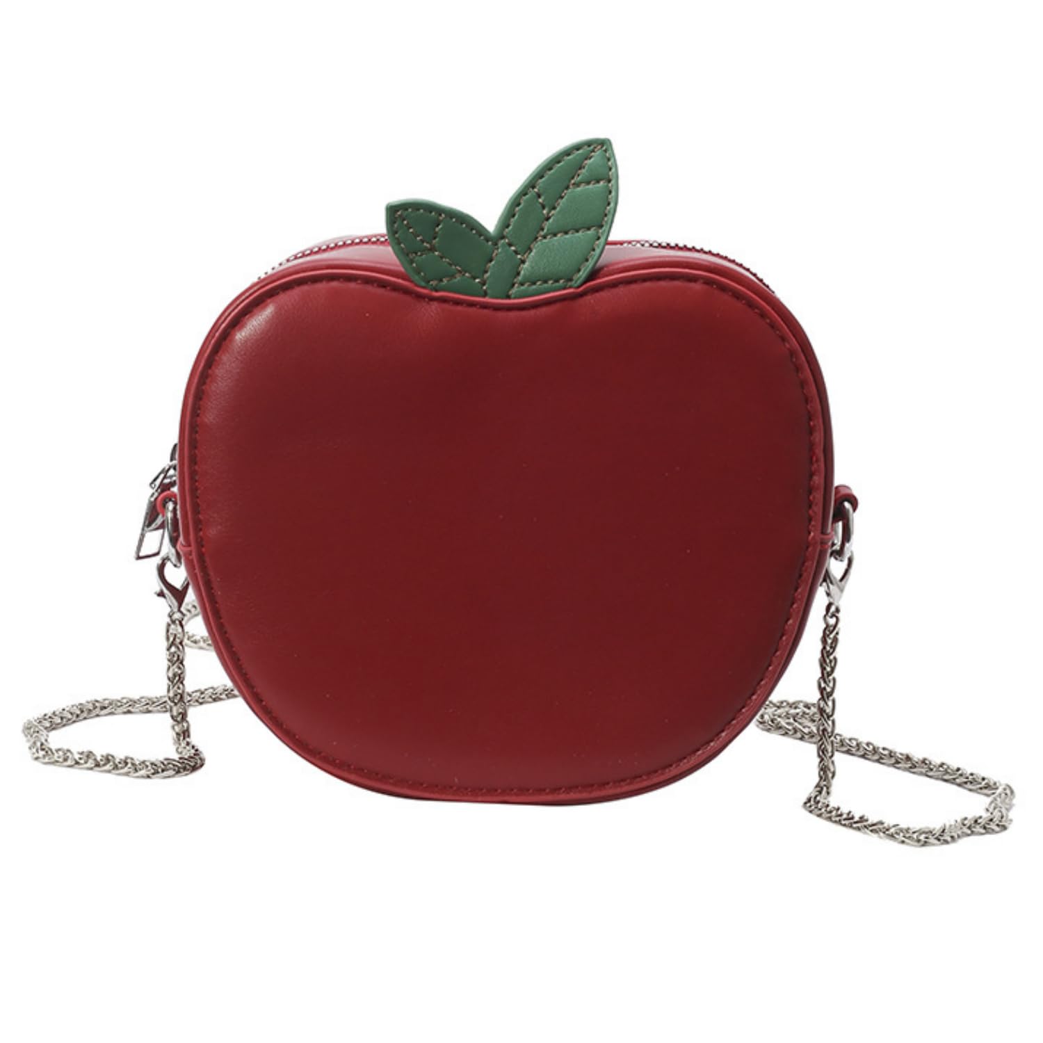 Ligficn Cute Small Apple Purse with Chain PU Leather Zipper Handbag Novelty Crossbody Bag