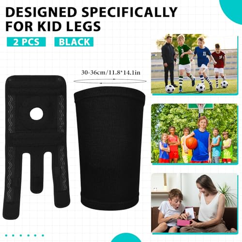 Relaxgiant 2 Pair Kids Knee Brace Sleeve, Youth Knee Compression Sleeve for Children Knee Support Child Knee Pads for Boys Girls Basketball Volleyball Sports Gymnastics, Black
