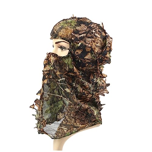 Kisangel Máscara Chapéu Folhas De Camuflagem Chapéu De Camuflagem Arnês Folhas Verdes Máscara Facial