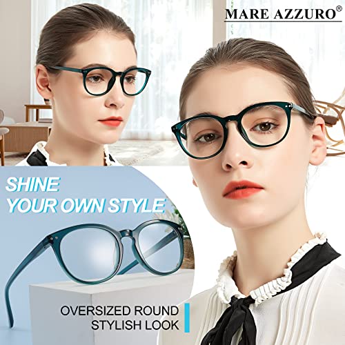 Image of MARE AZZURO Reading Glasses Women Round Reader 0 1.0 1.25 1.5 1.75 2.0 2.25 2.5 2.75 3.0 3.5 4.0 5.0 6.0 (Green 100)