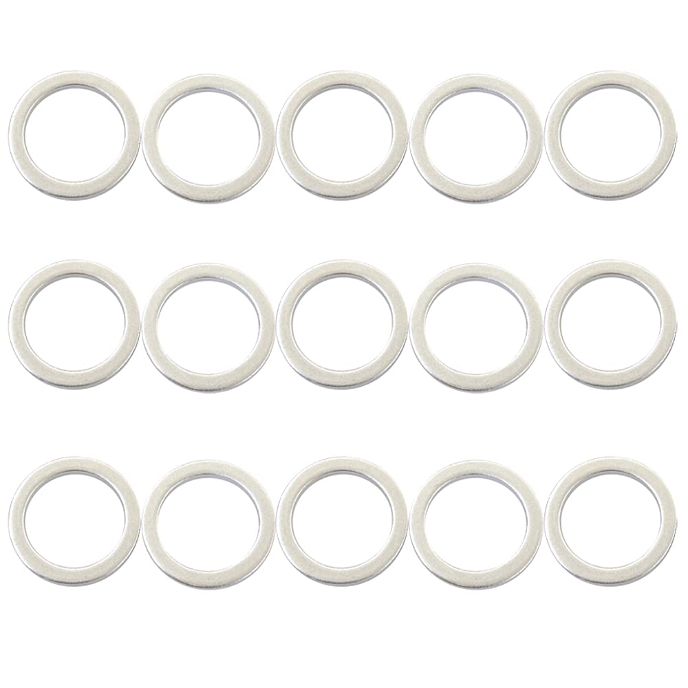 221512-15167A 15x Aluminum Oil Drain Plug Gasket Crush Washers - Compatible with Volvo - Replaces OEM #: 977751