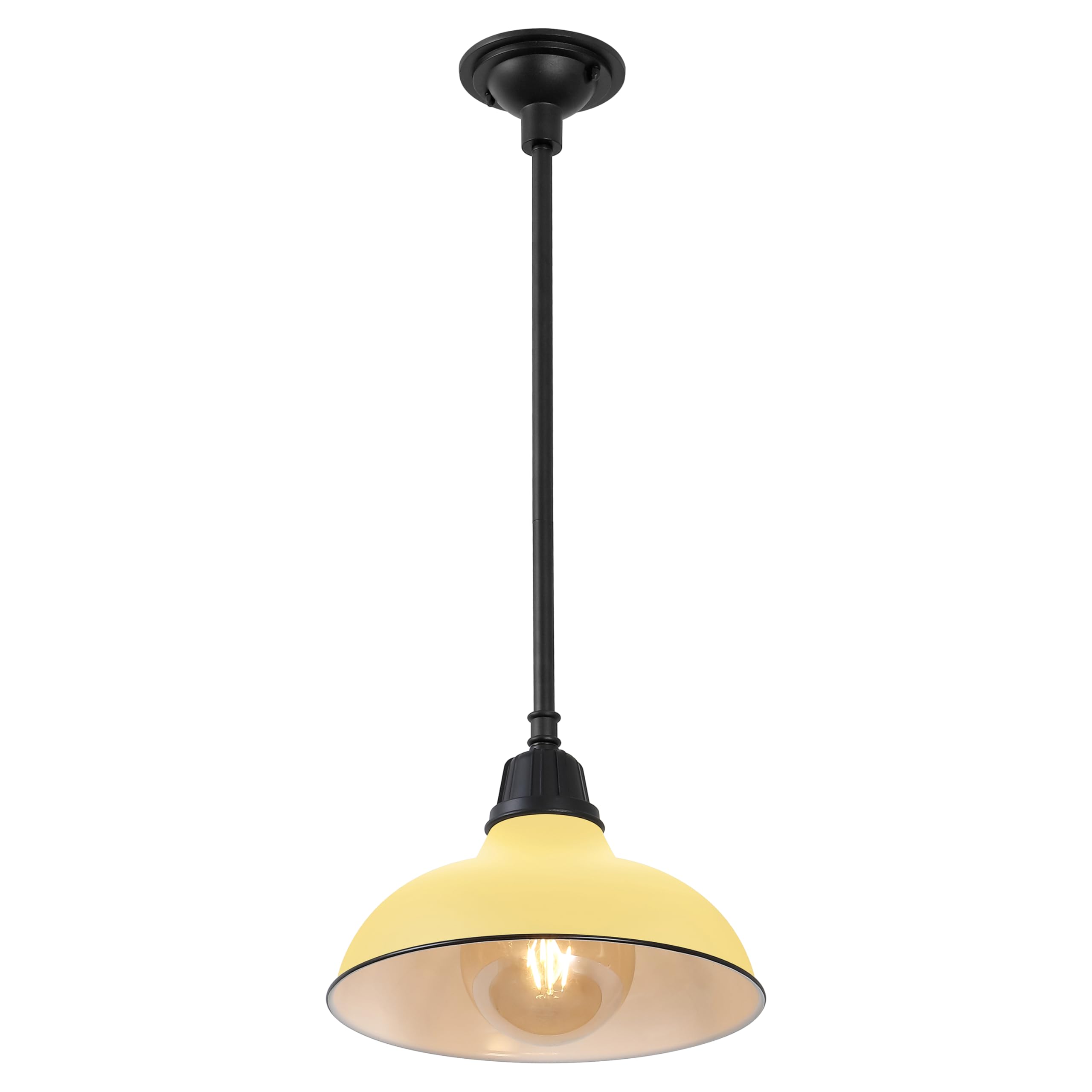 JONATHAN Y Jasper 1-Light Farmhouse 12.25" Metal Pendant, Matte Yellow