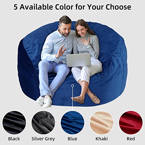 Simflag 5Ft Giant Bean Bag Chair, Memory Foam Filling Bean Bag Chairs With Velvet Cover, Removable And Machine Washable Cover, Bean Bag Chair For Adult - Dark Blue #TOP5